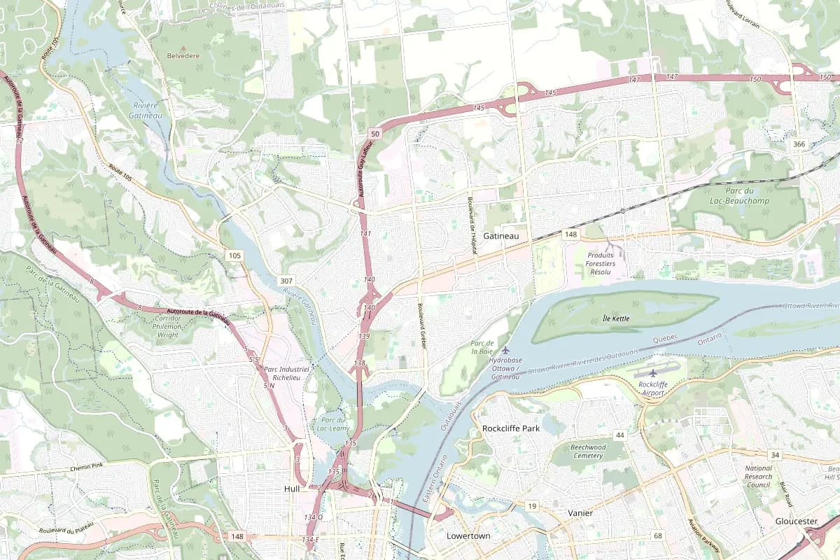Street map centred on Gatineau, Ottawa-Gatineau