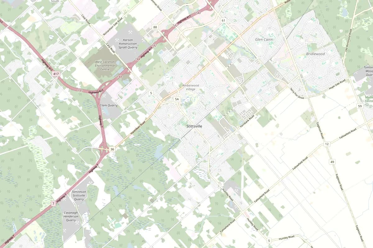 Street map centred on Stittsville, Ottawa-Gatineau